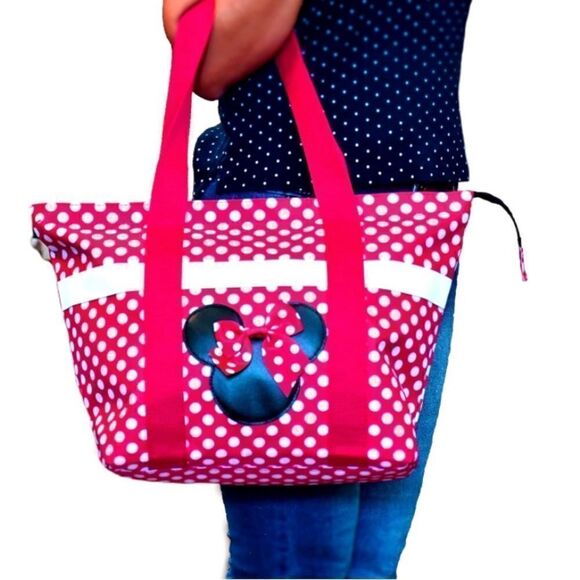 Disney Tote Mickey & Minnie Mouse Icon Print Zipper Travel Bag - Picture 2 of 4
